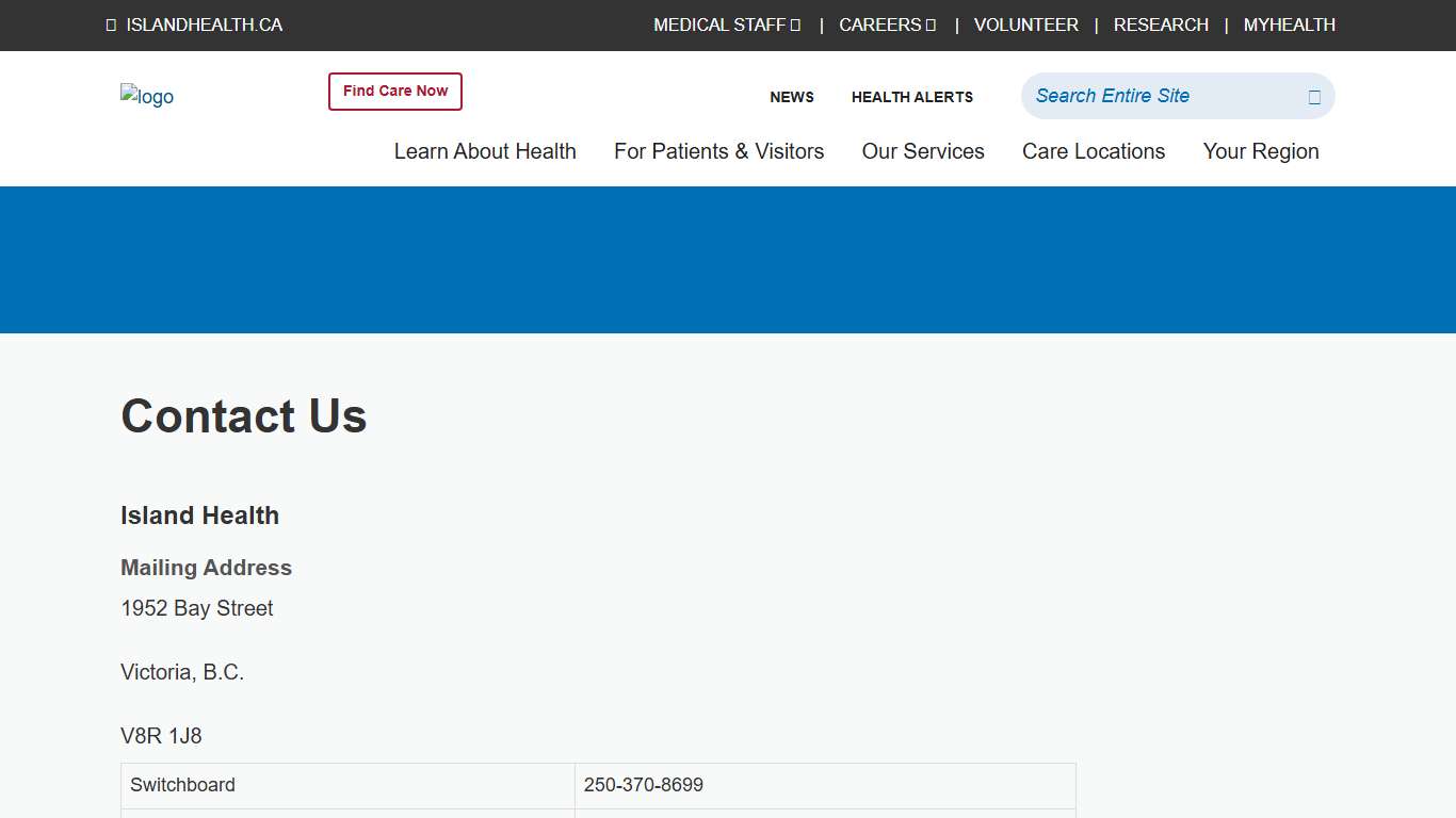 Contact Us Island Health